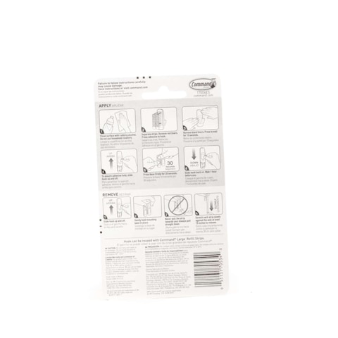 Command 17004ES Jumbo Hook with Strips, Large, Holds 3.4 Kg. each hook white color. 1 hook and 4 strips/pack