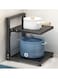 Pots and Pans Organizer for Cabinet, Kitchen Organizer and Storage Rack, Space Saving Stand with Adjustable Dividers, 2 Layer Single Sided With Panel Black.