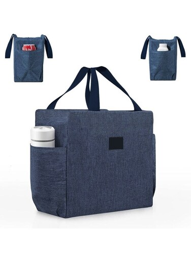 Lunch Box Insulated Lunch Bag Tote Bag for Adult,Men,Women&iuml;&frac14;&OElig;Reusable Leakproof Handbags Case for Work Office School Picnic Travel- navy blue