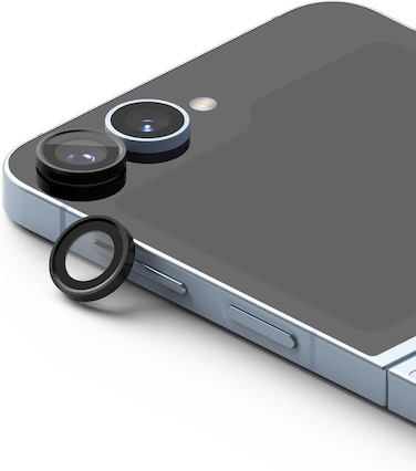 Samsung Galaxy Z Flip 6 Camera Lens Protector, [Installation Tray] 9H Tempered Glass Camera Cover Screen Protector Metal Individual Ring for Samsung Galaxy Z Flip 6 Black