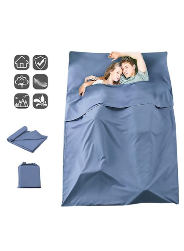Bag Liner Envelope Design Travel Sheet for Camping Backpacking Hiking Hotel Portable with Compression Sack Comfortable Breathable Easy to Clean 180 x 210cm Blue
