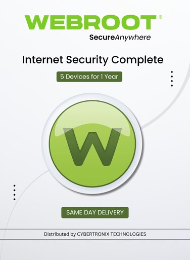 Webroot SecureAnywhere Internet Security Complete   5 Devices for 1 Year   Digital License   SAME DAY DELIVERY