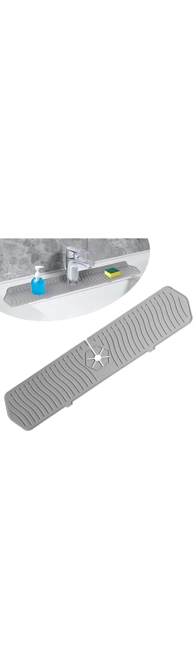 EOMECUIGAO Kitchen Sink Splash Guard, 61cm Grey Silicone Faucet Mat, Sink Faucet Mat Splash Guard for Kitchen, Bathroom