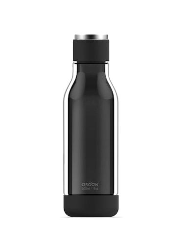 Asobu Inner Peace Glass Water Bottle 17 Ounce (Black)
