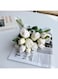 TKAS Artificial flowers Fake Flowers Bouquets Decoration Holding Flowers 12 Heads Small Roses Blooming Faux Flower for Table Home Office Wedding Party Garden Art Decor（no vase） (White)