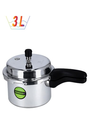 3L Aluminium Pressure Cooker Heavy Duty Induction Compaitable Uniform Heating Convenient To Use High Quality Aluminium Silver