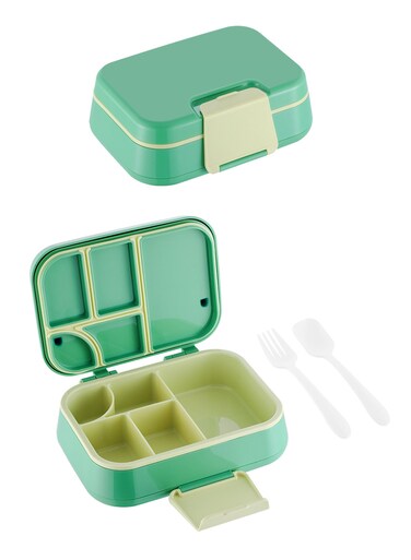 Innov. Lunch Box for Kid School, Bento Box with 5 Compartments, Leak-proof Food Container, Snack Box for Kids Adults Girls &amp; Boys, Green