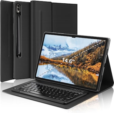 Muzz Keyboard Case for Galaxy Tab S9 Ultra 2023, Detachable Wireless Keyboard, Protective Cover Tab (Galaxy S9 Ultra (14.6inch))