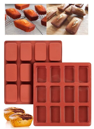 PCS Silicone Mini Loaf Pan, Non-Stick Mini Bread Pan, 12 Cavity Silicone Bread Baking Mould, Mini Loaf Baking Tray for Mini Loaf Cake, Bread, Brownies, Cornbread, Cheesecakes