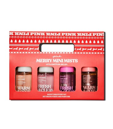 Victoria's Secret PINK 4 Piece Mini Mist Gift Set: Warm &amp; Cozy, Fresh &amp; Clean, Warm &amp; Cozy Glow and Fresh &amp; Clean Glow