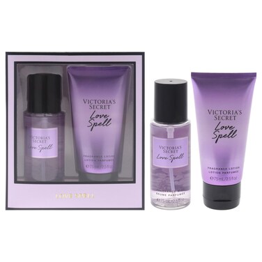 Victorias Secret Love Spell Set for Women - 2 Pc Mini Gift Set 2.5oz Fragrance Mist, 2.5oz Fragrance Lotion