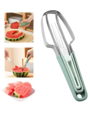 Watermelon Cutter Slicer, 3-in-1 Watermelon Cutter Slicer Tool, Stainless Steel Watermelon Popsicle Cutter Watermelon Fork Slicer Cutter Melon Cutter Watermelon Knife Fruit Cutter