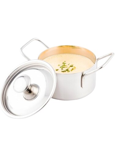 Restaurantware Mini Casserole Pot with Lid - Stainless Steel Casserole Pot - Double Handled - 5.75" x 3" - 1ct Box - Met Lux - Restaurantware