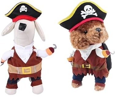 ELECDON Pet Dog Costume, Funny Pet Pirate Costume Set for Dogs and Cats, Medium Size - Includes Outfit, Hat, and Cloak for Halloween, Birthday, and Party Dress-Up