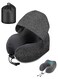 Pillow, Neck Pillow for Travel with Hood for Airplane, Nap U-Shaped Pillow, Memory Foam Neck Pillow Adult Head Neck Support, for Long Flights Plane, Office, Cars Sleeping Rest (Dark Grey)