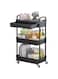 3-Tier Rolling Utility Cart with Drawer,Multifunctional Storage Organizer with Plastic Shelf &amp; Metal Wheels,Storage Cart for Kitchen,Bathroom,Living Room,Office,Black-3 Tier