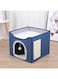 BETAM Cat Bed Cat Nest for Indoor Cats -Large Cat Cave for Pet Cat House With Scratch Pad, Foldable Cat Hideaway (cyan)