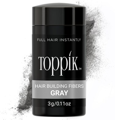 Toppik Hair Building Fibers Travel Size with Premium Keratin Fibers Conceals Hair Thinning and Hair Loss for Fuller Looking Hair that Gives Completely Natural Look For Men and Women Gray, 3 Grams
