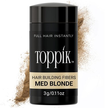 Toppik Hair Building Fibers Travel Size with Premium Keratin Fibers Conceals Hair Thinning &amp; Hair Loss for Fuller Looking Hair that Gives Completely Natural Look For Men &amp; Women Medium Blonde, 3 Grams