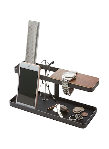 Yamazaki Home 2300 Desk Bar-Wood &amp; Steel Organizer, One Size, Black