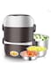 Electric Lunch Box Three layers Stainless Steel Heating Mini Rice Cooker Plug In Electric Heating Thermal Insulation Lunch Box for Office Worker School Home