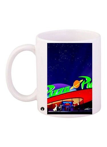 Printed Ceramic Coffee Mug White/Blue/Red