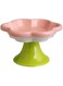 Xxezufuy Ceramic Raised Cat Bowl, Porcelain Flower-Shaped Pet Feeder Bowl, Stress Free, Backflow Prevention, Elevated Cat Food Bowls for Protecting Spine (Pink)