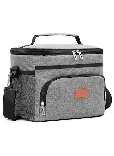 Qiccijoo Lunch Bags 15L Insulated Cooler Bag for Men Women, Reusable Insulated Waterproof Lunch Bag for Office Work School Picnic Beach Gym (Grey)