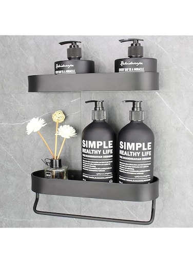 SYOSI 2 Pcs Shower Caddy Organizer, Wall Mounted Shower Shelf, Bathroom Shelf Storage, No Drilling Rustproof Shower Shelf for Toilet Kitchen Counter Balcony Washbasin