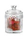JIEQIJIAJU Decorative Glass Jar with Lid, Clear Apothecary Jar Crystal Canister Jar Bathroom Vanity Organizer for Cotton Ball &amp; Swab, Cotton Pads, Hair Band, Jewelry, Tea and Candy Storage