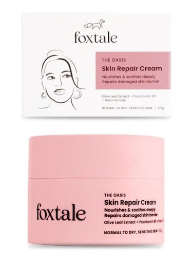 Foxtale Skin Repair Cream with Olive Leaf Extract, Provitamin B5 and Niacinamide for Dry and Sensitive Skin Types, Men &amp; Women, 50g