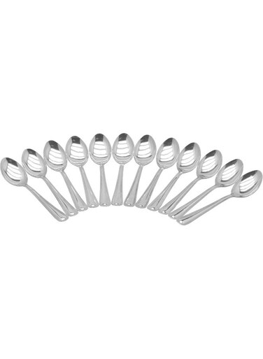 Stainless Steel Royal Dessert Spoon in 12 Piece Set Silver 0.4x8.6x22cm