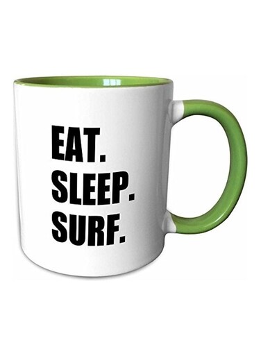 Eat Sleep Surf Printed Mug Green/White/Black
