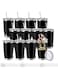 YOUKE OLA 12 Pieces Insulated Coffee Tumbler Blank Stainless Steel Double Wall Vacuum Travel Tumbler Cup with Lid and Straw for DIY Gift, Black 20oz