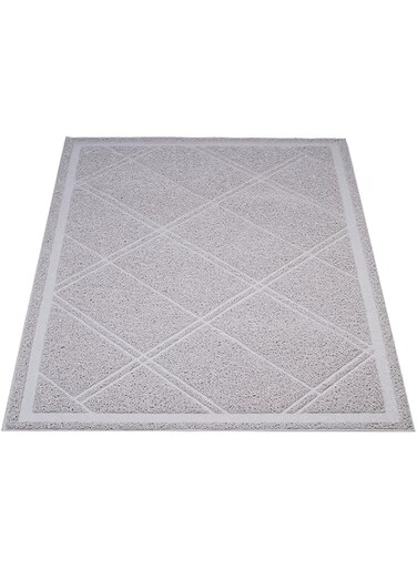 Amazon Basics Less-Mess Cat Litter Box Mat, 24 x 35 Inches, Grey