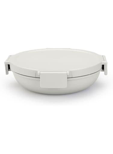 Brabantia - Make &amp; Take Lunch Bowl 1L - Compact Flat Design - Secure Click Closing - Leakproof - Airtight Lid - Suitable for Freezer - Dishwasher &amp; Microwave Safe - Light Grey