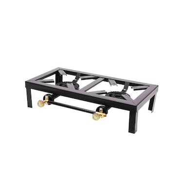 Heavy Duty Double Burner Gas Stove Iron Frame Portable Cooking Stand with Manual Control