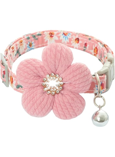 Bolivia's Small Dog Collar with Flower, Adjustable Length Cute Dog Collar with Bell for Cats Girls and Small Dogs Puppy, No Pressure Breakaway Cute Collars Accessories Gift for Small Puppy