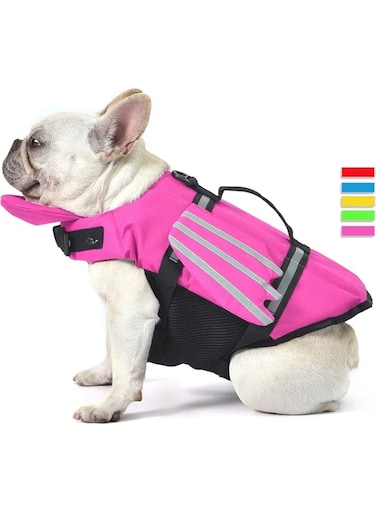 Dog Life Jacket, Wings Dog Life Vest with Chin Float Rescue Handle for Small Medium Large Dogs, Adjustable High Visibility Flotation Pet Safety Swim Vest for Swimming Boating (Pink, XL)