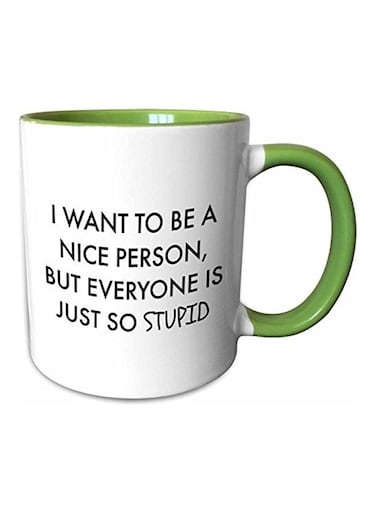 3D Painted Coffee Mug Green/White/Black