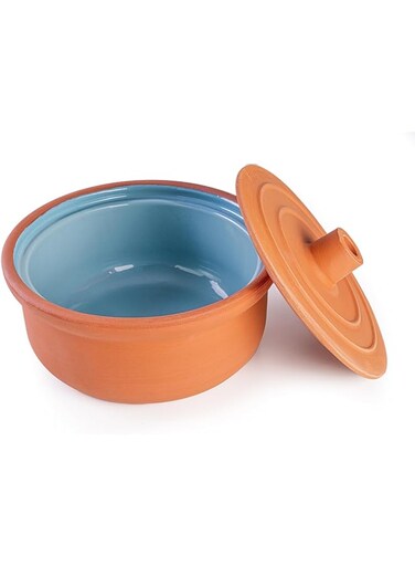 LUKSYOL Clay Pot For Cooking, Large Pot, Big Pots For Cooking, Handmade Cookware, Cooking Pot With Lid, Turquoise Pot, Terracotta Casserole, Turquoise Clay Pots For Cooking, Dutch Oven Pot 6.3in