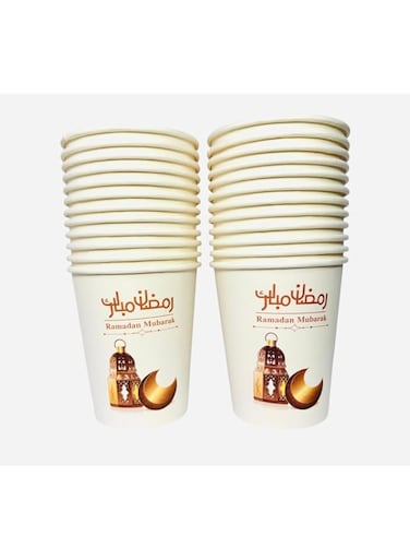 FAM 24pcs Disposable Glass For Iftar Party &ndash; Paper Cups Ramadan &ndash; EID Disposable Cups &ndash; Disposable Cups For Ramadan EID