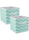 2 Pack Non Woven Polyester Storage Bin, Foldable Storage Boxes, Cube Storage Bins, Closet Storage Bins, Fabric Storage Basket, Dual Handles, for Toys, Clothes, Papers and Books, Blue Green, 11 Inch