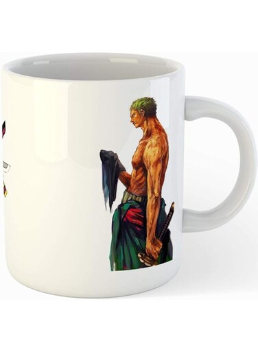 White Mug with one piece Roronoa ZORO design printing