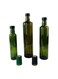 Oil Dispenser, Glass and Vinegar Dispenser Set, for Kitchen Olive oil bottle with cap and pourer, green color round bottles Set of 4.
