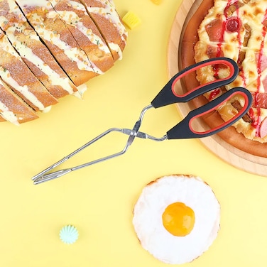 ملقط طعام بمقص من الفولاذ المقاوم للصدأ - مشبك متعدد الأغراض للشواء والخبز والمعجنات والشواية للمطبخ والبوفيه والتقديم