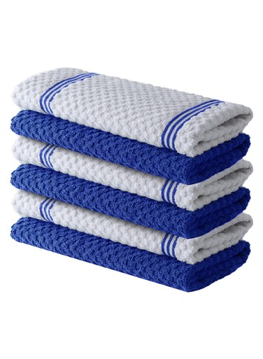 Xclusives Premium Kitchen Towels &acirc;&euro;&ldquo; Pack of 6, 100% Cotton 15 X 25 inches Absorbent Dish Towels - 425 GSM Tea Towel, Terry Kitchen Dishcloth Towels- Blue Dish Cloth for Household Cleaning by Infinitee Xclusives