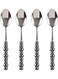 Stainless Steel Spoon Set, Dessert Spoons with Imitation Pearl Decoration, 8.4 Inch Korean Style Tea and Coffee Utensils for Home Dining, Parties, and Gifts, Ceramic Handle (Black, 4-Piece)