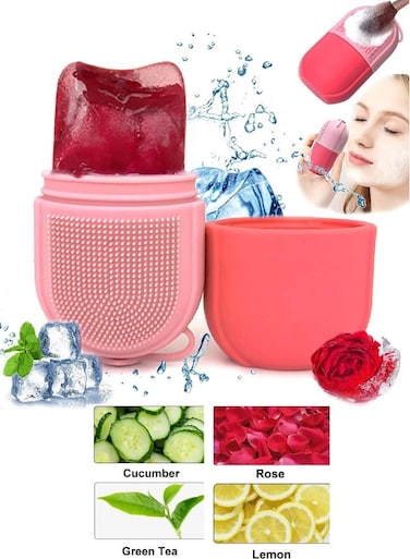 Ice Roller for Face and Eye,Ice Facial Cube With Brush For Face Cold Therapy Facial Massage Roller, Silicone Ice Mold for Face Beauty,Face Massage Tool, Reusable Silicone Face Ice Roller for Eye Puffiness