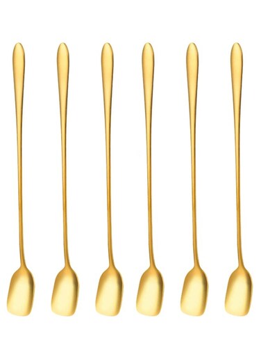 PCS Coffee Spoons Set, Dessert Spoon, Small Teaspoons, Stirring for Demitasse, Premium Stainless Steel Espresso Spoons (Gold)